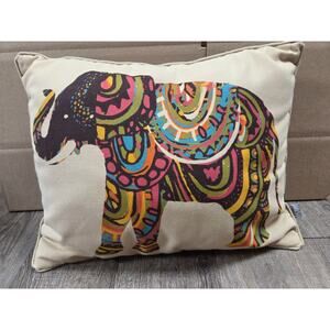 Marlo Lorenz THRO Pillows Tribal Beige Pink Blue Elephant with Pattern Reverse